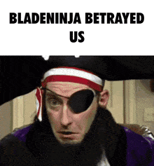 a man in a pirate costume has an eye patch on his left eye