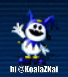 a blue and white cartoon character with the words hi @koalazkai below it