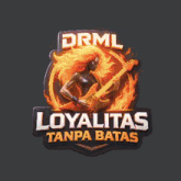 a logo for drml shows a heart and a guitar on fire