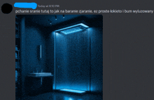 a screenshot of a bathroom with a shower that is lit up