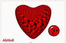 a red heart and a red circle with the name aliabdi on it