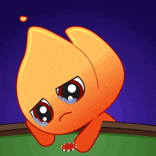 a cartoon character is crying while holding a poker chip in its hand