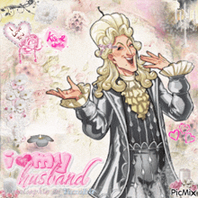 a cartoon drawing of a man with the words " my husband " on the bottom