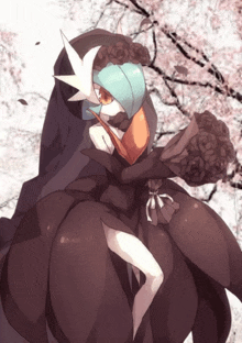 a cartoon character is holding a bunch of flowers