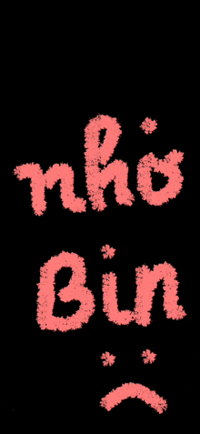 a black background with the words nho bin in pink