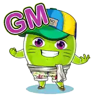 a cartoon character wearing a hat that says no club on it