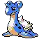 a pixel art drawing of a blue and brown pokemon laying down .