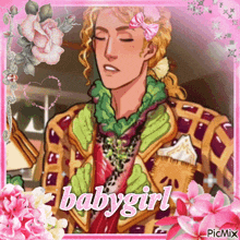 a picture of a man with a bow on his head and the words babygirl