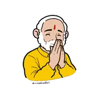 a cartoon of a man with a beard is praying with his hands folded