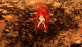 a drawing of a person in the middle of a cave