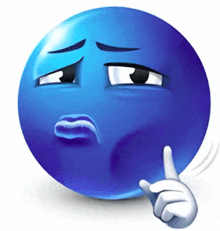 a blue smiley face is making a gesture with his finger