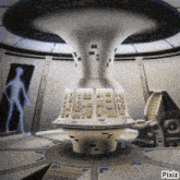a painting of a futuristic room with the word pixiz in the corner