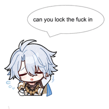 a drawing of a person with a speech bubble that says " can you lock the fuck in "