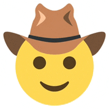 a yellow smiley face wearing a cowboy hat