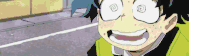 a close up of a cartoon character with a swirling eye