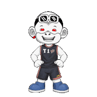 a cartoon character is wearing a t1 jersey and shorts
