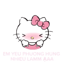 hello kitty is covering her eyes with her hands