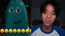 a picture of a cartoon character next to a picture of a young man