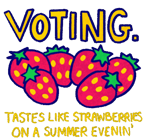 Voting Tastes Like Strawberries On A Summer Evenin Sticker - Voting Tastes Like Strawberries On A Summer Evenin Strawberries On A Summer Evening Stickers