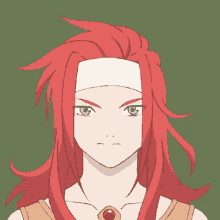a woman with red hair and blue eyes has a headband on her head