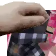 a close up of a person 's hand touching another person 's face in a video game .