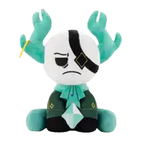 a stuffed animal with a sad face and a diamond in his hand