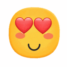 a yellow smiley face with two red hearts in his eyes