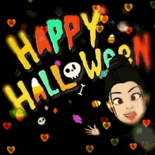Happy Halloween Girl GIF - Happy Halloween Girl Crossed Eyes GIFs