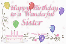 Happy Birthday To A Wonderful Sister Balloons GIF - Happy Birthday To A Wonderful Sister Happy Birthday Balloons GIFs