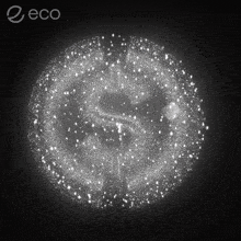 a black and white image of a sphere with the word eco at the top