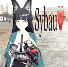 a cartoon girl with sybau written on the bottom