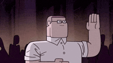 a cartoon man wearing glasses and a white shirt is giving a high five