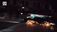 a car that is on fire and says #agentsofshield