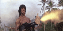 Rambo Middle Finger Shooting Middle Finger GIF