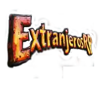 a logo for a game called extranjeros rp on a white background