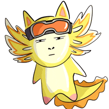 a cartoon drawing of a cat wearing goggles and a cape
