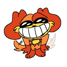 a cartoon drawing of a dog with a big smile on his face .