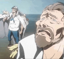 a man with a beard is making a sad face in a cartoon