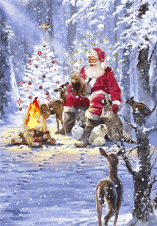 Santa Christmas Eve With Animals GIF - Santa Christmas Eve With Animals GIFs