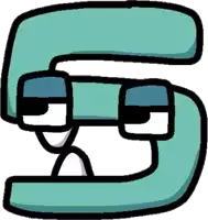 a cartoon drawing of a number five with glasses and a sad face .