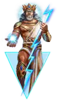 a drawing of a man holding a lightning bolt
