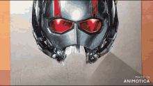 a drawing of an ant man 's helmet is made by animatica