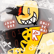 a drawing of a monster with the words john doe on it