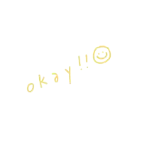 the word okay is written in yellow letters