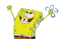 a cartoon of spongebob with his mouth open and arms up
