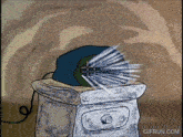 a cartoon drawing of a stove with the website gifrun.com in the corner