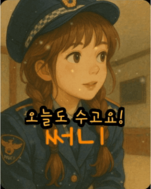 a picture of a girl in a police uniform with a badge that says police