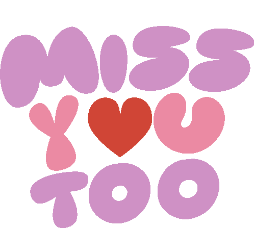 Miss You Too Red Heart In The Middle Of Miss You Too In Purple And Pink Bubble Letters Sticker - Miss You Too Red Heart In The Middle Of Miss You Too In Purple And Pink Bubble Letters I Miss You Stickers