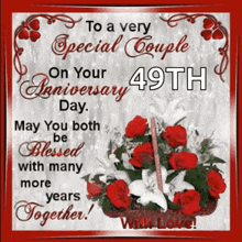 a 49th anniversary greeting card with a basket of flowers