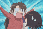 a cartoon of a girl with glasses screaming